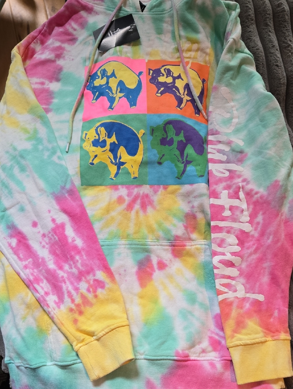 PINK FLOYD official Merch Tie Dye Hoodie Pop Art SZ M NWT. (BIN 004)